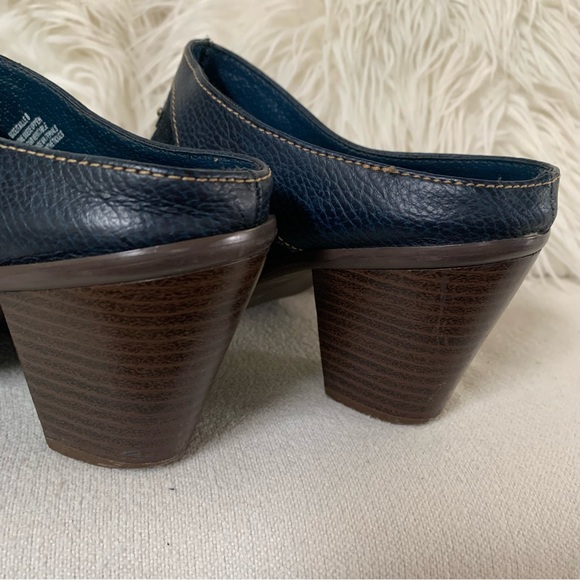 Western Navy Blue Leather Suede Studded Mule Heels - Picture 9 of 13